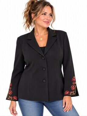 Vintage Stephen Yearick Embroidered Beaded Black Blazer Jacket Women's 16